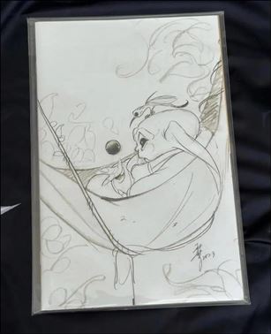 Star Wars: The Mandalorian Season 2 issue 1-W2 Peach Momoko Trinity Comics/SDCC Virgin B&W Cover