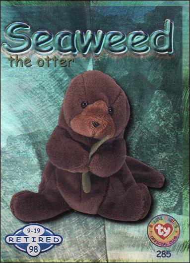 Beanie Babies Series 2 (Retired Beanies Subset) card 285 Seaweed the Otter Blue Lettering