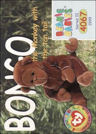 Beanie Babies Series 2 (Base Set) card 155 Bongo the Monkey with the Tan Tail