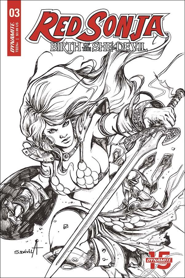 Red Sonja: Birth of the She-Devil issue 3-E Sergio Davila 1:20 Black & White Cover