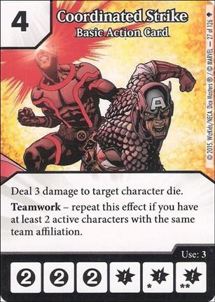Marvel Dice Masters Age of Ultron  card 27 Coordinated Strike: Basic Action Card