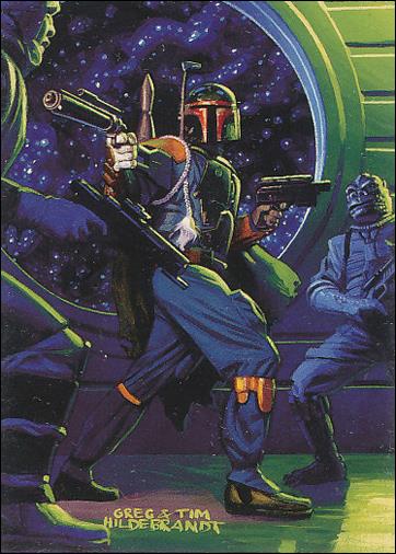 Star Wars: Shadows of the Empire (Base Set) card 90 Fett Fends Off Fellow Bounty Hunters