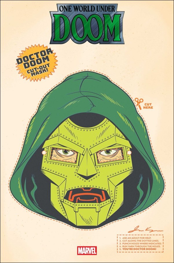 One World Under Doom issue 7-E James Kerigan Retro Halloween Mask Cover