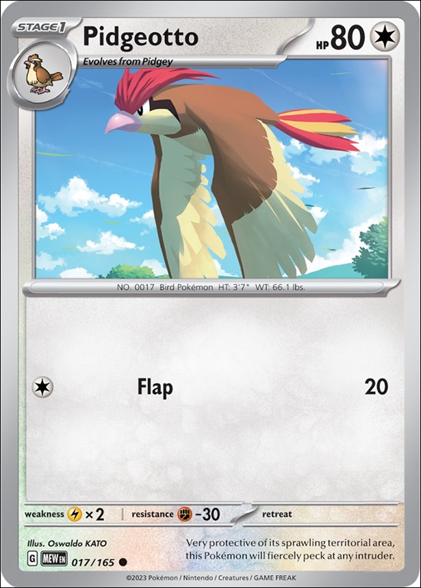 Pokemon: Scarlet & Violet - 151 (Base Set) card 017/165 Pidgeotto