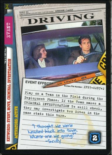 X-Files: The Truth Is Out There (Base Set) card XF97-0287v2 Driving