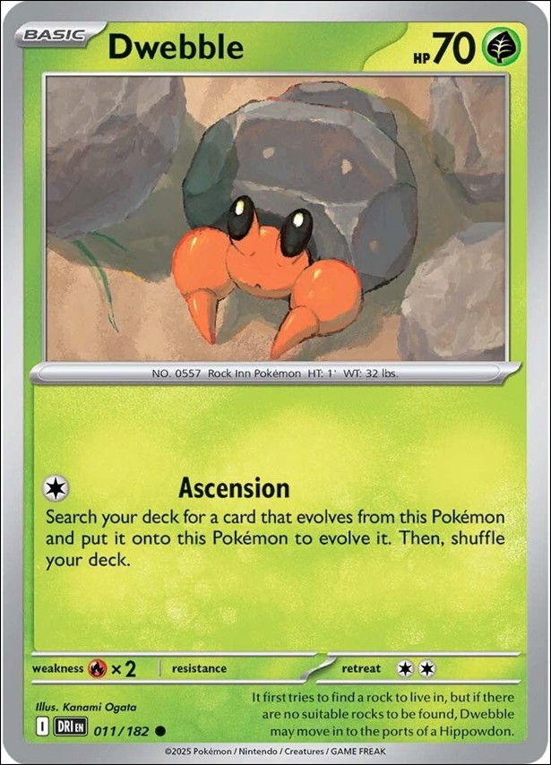 Pokemon: Scarlet & Violet - Destined Rivals card 011/182 Dwebble