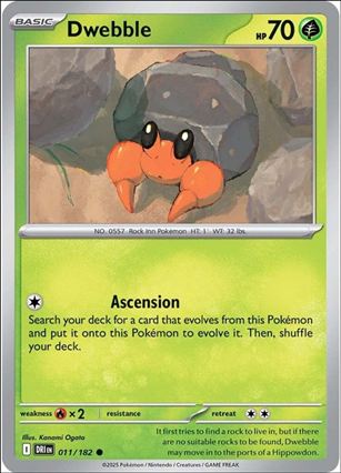 Pokemon: Scarlet & Violet - Destined Rivals card 011/182 Dwebble