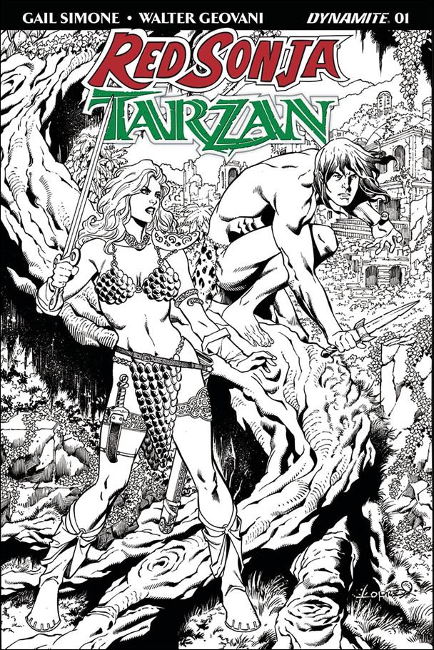 Red Sonja / Tarzan issue 1-H Aaron Lopresti 1:30 Black and White Cover