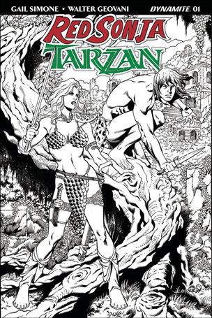 Red Sonja / Tarzan issue 1-H Aaron Lopresti 1:30 Black and White Cover