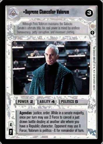 Star Wars: Coruscant Limited (Base Set) card 125 Supreme Chancellor Valorum