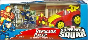 Marvel Super Hero Squad (Vehicles) figure 4 Repulsor Racer with Iron Man and Cyclops