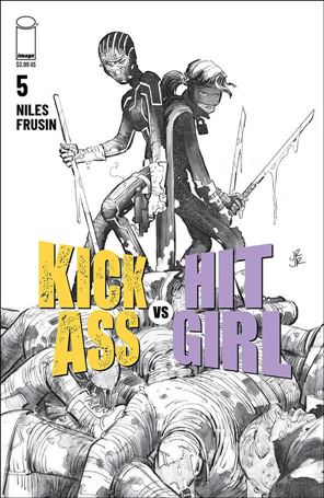 Kick-Ass vs Hit-Girl issue 5-B John Romita Jr. Black & White Cover
