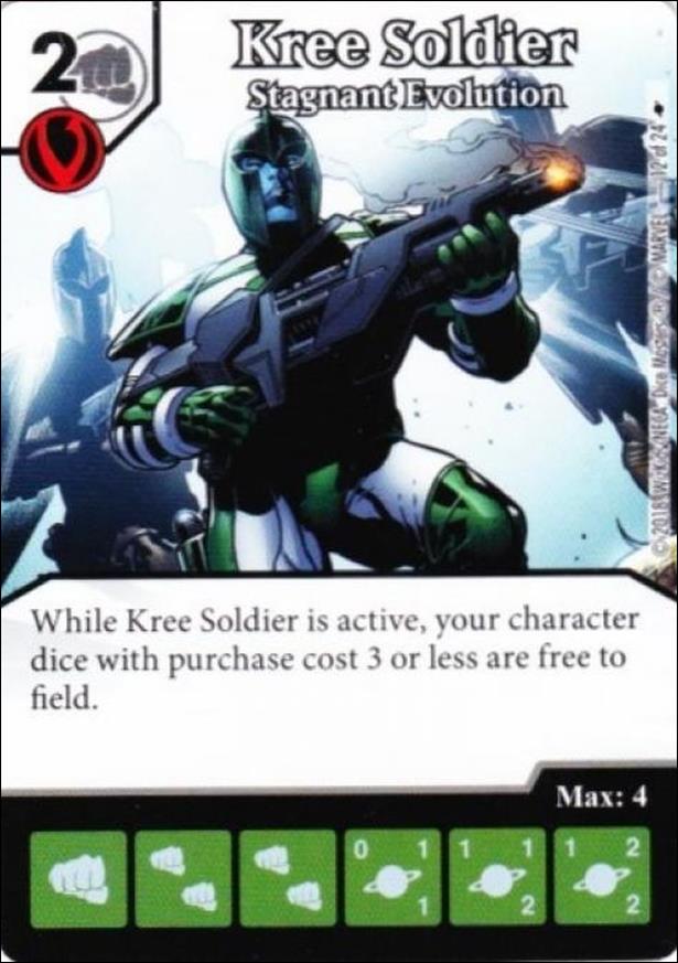 Marvel Dice Master's Kree Invasion Team Pack card 12 Kree Soldier - Stagnant Evolution 