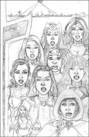 George Perez's Sirens issue 4-C Right Side 1:25 Sketch Cover