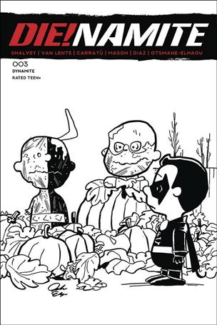 Die!namite issue 3-J Vincenzo Carratu 1:7 Black & White Peanuts Cover