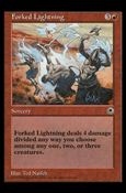 Magic the Gathering: Portal (Base Set) card 130 Forked Lightning