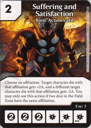 Marvel Dice Masters Civil War card 30 Suffering and Satisfaction: Basic Action Card