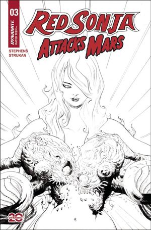 Red Sonja Attacks Mars issue 3.00-E Jae Lee B&W 1:10 Cardstock Cover