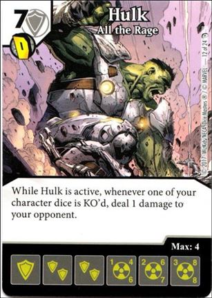 Marvel Dice Masters Defenders card 12 Hulk: All the Rage