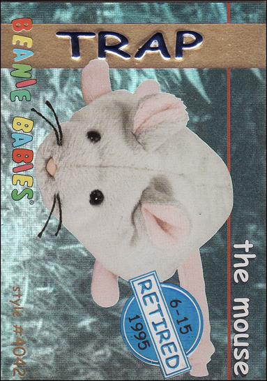 Beanie Babies Series 1 (Retired Beanies Subset) card 22-B Trap the Mouse Blue Lettering