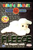 Beanie Babies Series 2 (Birthday or Rookie Subset) card 255-B Fleece the Napped Lamb Green Lettering