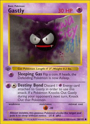 Pokemon (Base Set) card 50/102 Ghastly (1st Edition) - Shadowless