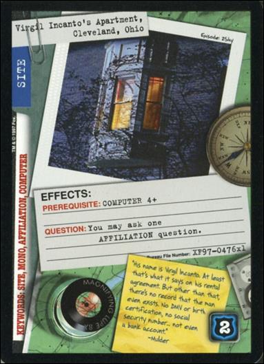 X-Files: 101361 (Base Set) card XF97-0476x1 Virgil Incanto's Apartment, Cleveland, Ohio