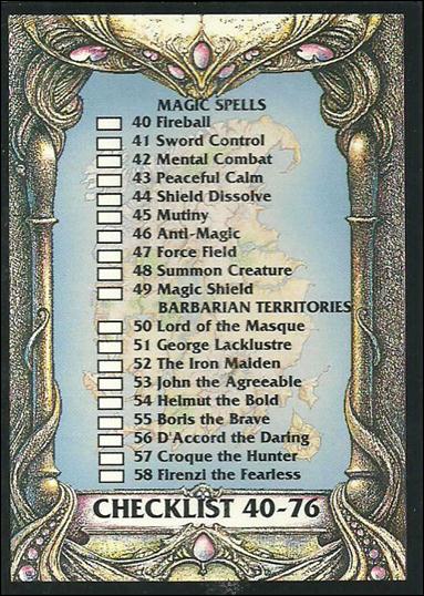 Battle Cards (Base Set) card 76 Checklist 40-76