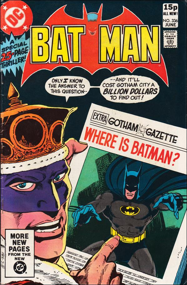 Batman (1940) issue 336-B UK Price Cover