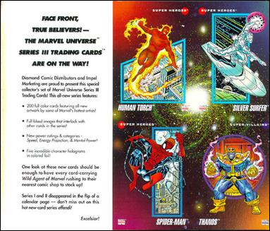 Marvel Universe: Series 3 (Promo) card nn 3 Larger Diamond Previews 4 card uncut