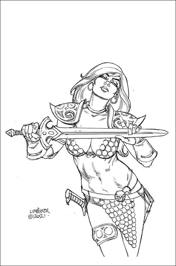 Invincible Red Sonja issue 3-Q Joseph Michael Linsner 1:50 B&W Virgin Cover
