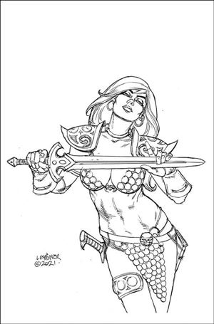 Invincible Red Sonja issue 3-Q Joseph Michael Linsner 1:50 B&W Virgin Cover