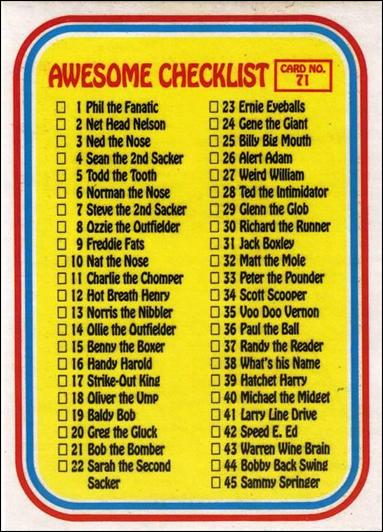 Awsome! All-Stars (Base Set) card 71 Checklist