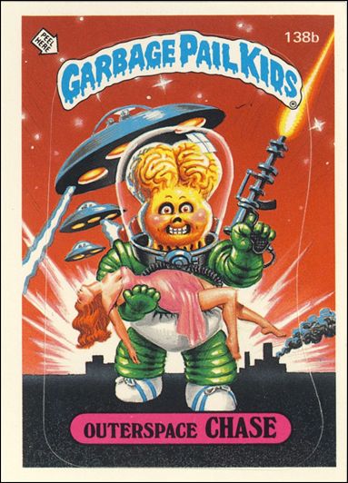Garbage Pail Kids: Series 04 (Base Set) card 138b Outerspace Chase (Woody Alan Checklist)