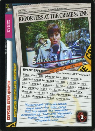 X-Files: The Truth Is Out There (Base Set) card XF97-0224v2 Reports At The Crime Scene