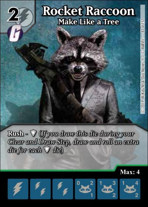 Marvel Dice Masters  Avengers Infinity Gauntlet card 83 Rocket Raccoon: Make Like A Tree