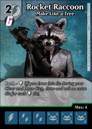 Marvel Dice Masters  Avengers Infinity Gauntlet card 83 Rocket Raccoon: Make Like A Tree