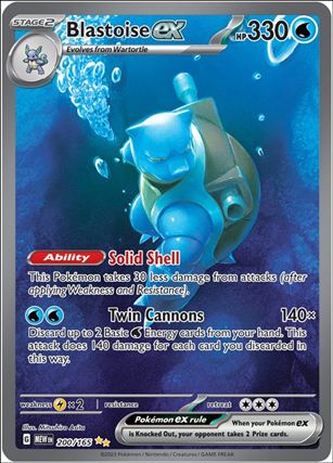 Pokemon: Scarlet & Violet - 151 (Base Set) card 200/165 Blastoise EX (HoloFoil) Full Art Illustration