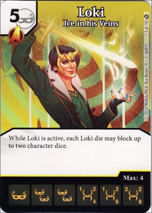 Marvel Dice Masters Civil War card 115 Loki: I e In His Veins