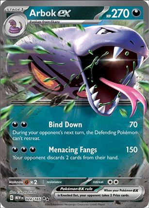 Pokemon: Scarlet & Violet - 151 (Base Set) card 024/165 Arbok EX (Holofoil)