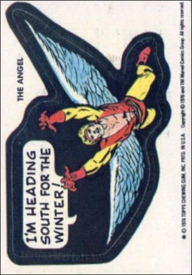 Marvel Super Heroes Stickers (Base Set) card NN30 The Angel - "I'm heading south for the winter!"