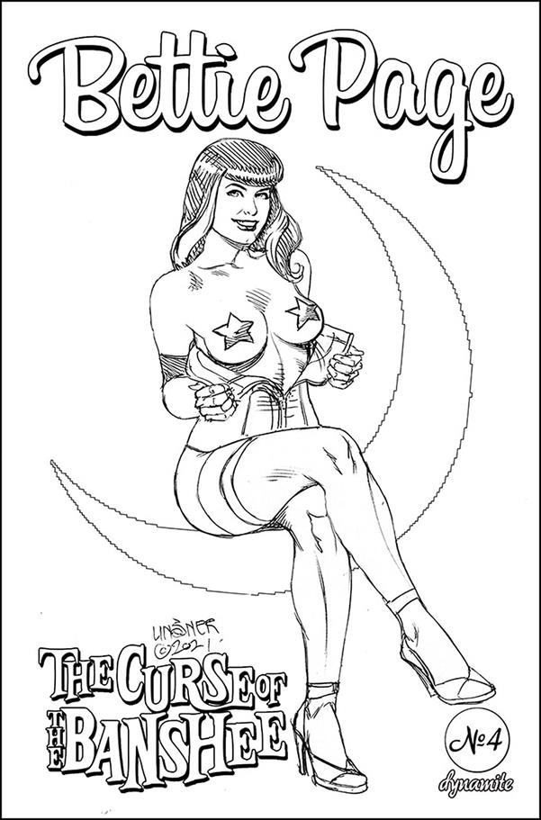 Bettie Page: The Curse of the Banshee issue 4-N Joseph Michael Linsner 1:25 Black & White Cover