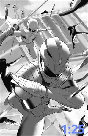 Mighty Morphin Power Rangers / Teenage Mutant Ninja Turtles II issue 4-G Simone Di Meo B&W 1:25 Cover