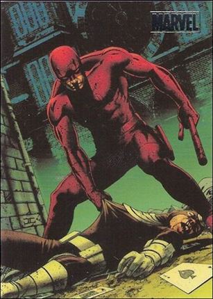 Marvel Heroes and Villains (Silver Foil Parallel Base Set) card 77 Daredevil vs Bullseye