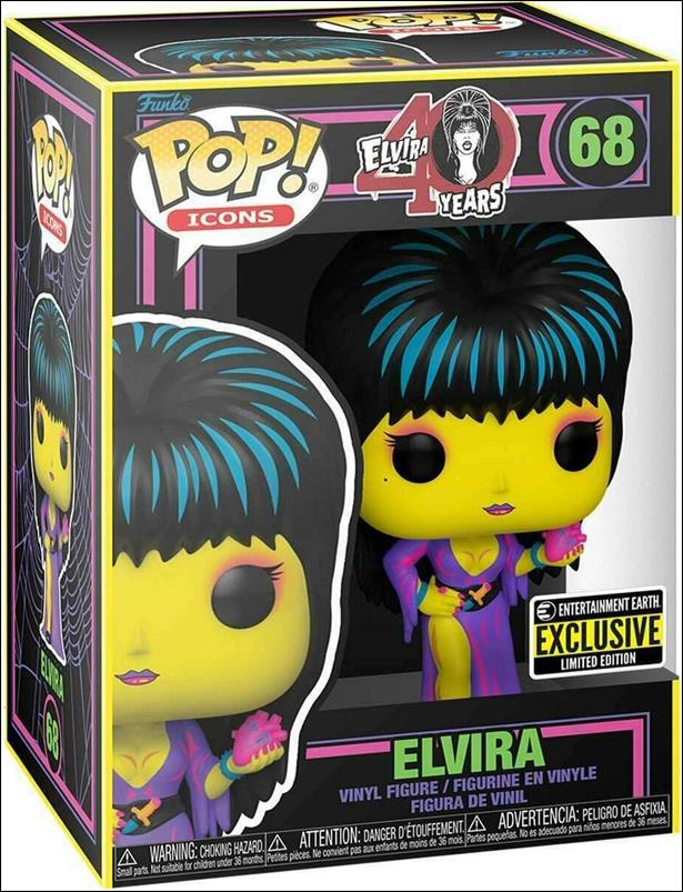 POP! Icons figure 68-B Elvira (Blacklight) Entertainment Earth Exclusive