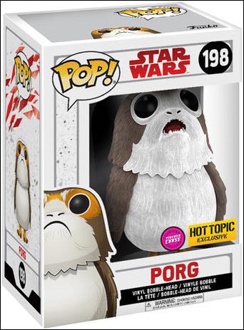POP! Star Wars figure 198-D Porg (Flocked) (Open Mouth) Chase Hot Topic