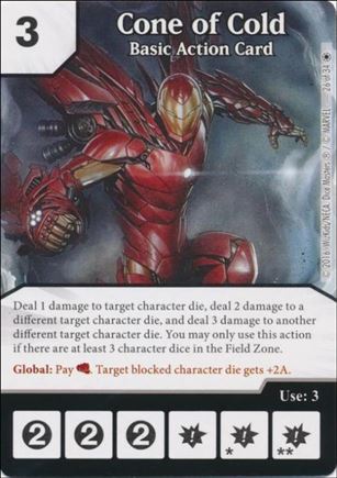 Marvel Dice Masters Iron Man and War Machine Starter Set card 26 Cone of Cold - Basic Action Card 