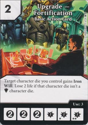 Marvel Dice Masters Iron Man and War Machine Starter Set card 31 Upgrade - Fortification - Basic Action Card 
