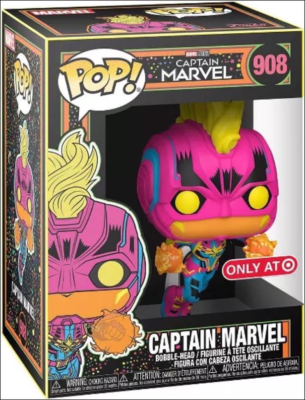 POP! Marvel figure 908 Captain Marvel (Blacklight) Target Exclusive