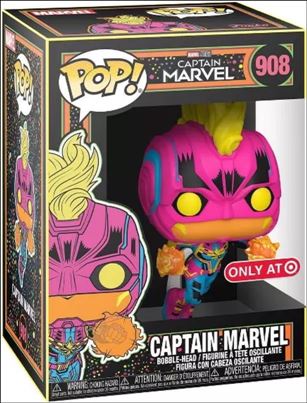 POP! Marvel figure 908 Captain Marvel (Blacklight) Target Exclusive